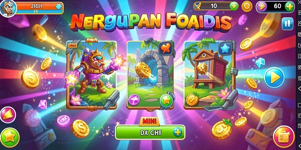 Menampilkan momen seru ketika mendapatkan bonus dalam permainan.